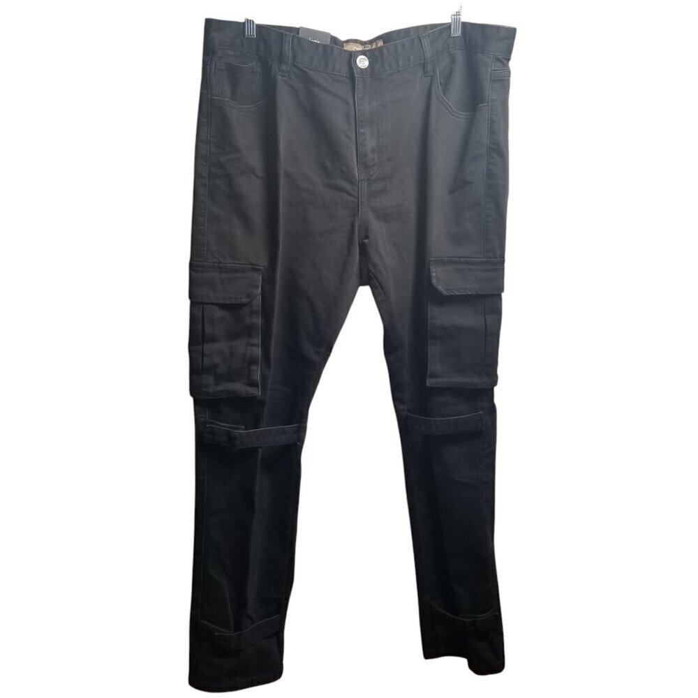 NWT Crysp Men's Black Cargo Pants with Strap Detail Sz 42X34
